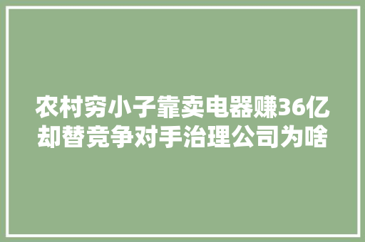 农村穷小子靠卖电器赚36亿却替竞争对手治理公司为啥？