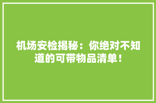 机场安检揭秘：你绝对不知道的可带物品清单！