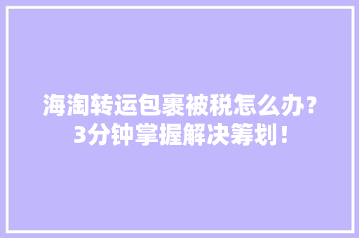 海淘转运包裹被税怎么办？3分钟掌握解决筹划！