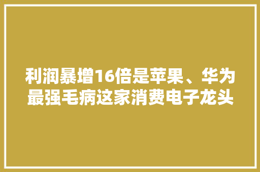 利润暴增16倍是苹果、华为最强毛病这家消费电子龙头十倍爆发