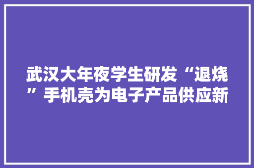 武汉大年夜学生研发“退烧”手机壳为电子产品供应新的散热解决筹划