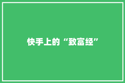 快手上的“致富经”