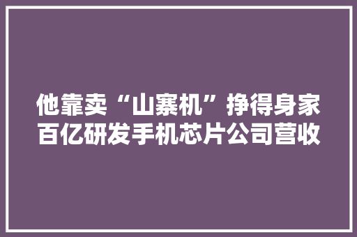他靠卖“山寨机”挣得身家百亿研发手机芯片公司营收达500亿,蔡明梦幻家园小品。
