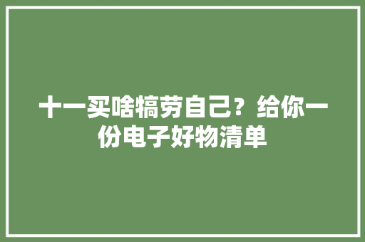 十一买啥犒劳自己？给你一份电子好物清单