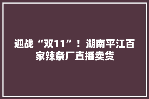 迎战“双11”！湖南平江百家辣条厂直播卖货