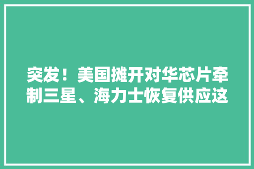 突发！美国摊开对华芯片牵制三星、海力士恢复供应这些上市公司将深受影响