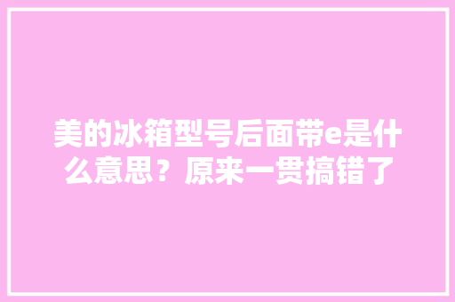 美的冰箱型号后面带e是什么意思？原来一贯搞错了