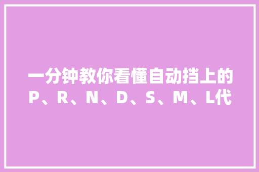 一分钟教你看懂自动挡上的P、R、N、D、S、M、L代表的含义！