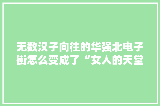 无数汉子向往的华强北电子街怎么变成了“女人的天堂”？,华强pcb官网。