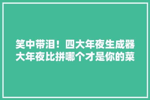 笑中带泪！四大年夜生成器大年夜比拼哪个才是你的菜？