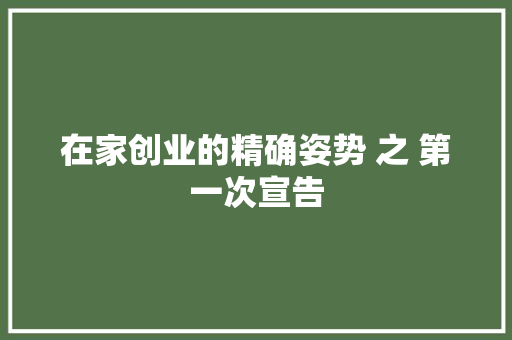 在家创业的精确姿势 之 第一次宣告