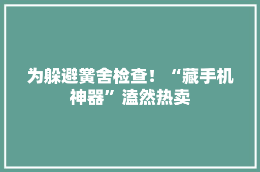 为躲避黉舍检查！“藏手机神器”溘然热卖