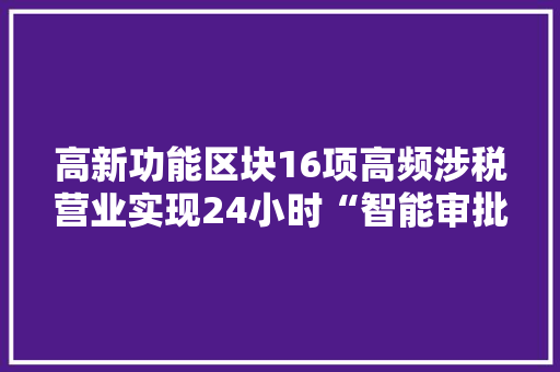 高新功能区块16项高频涉税营业实现24小时“智能审批” 高新功能区块16项高频涉税营业实现24小时“智能审批” 人工智能