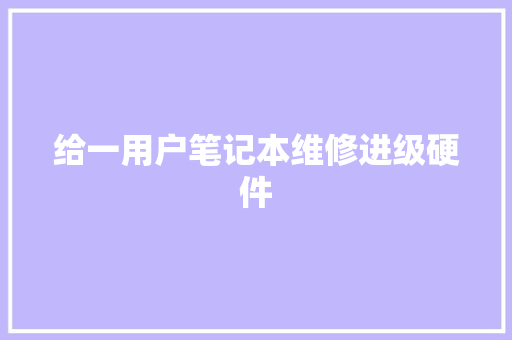 给一用户笔记本维修进级硬件