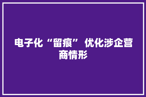 电子化“留痕” 优化涉企营商情形