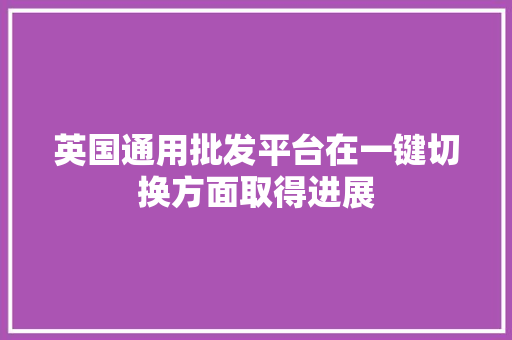 英国通用批发平台在一键切换方面取得进展