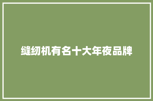缝纫机有名十大年夜品牌