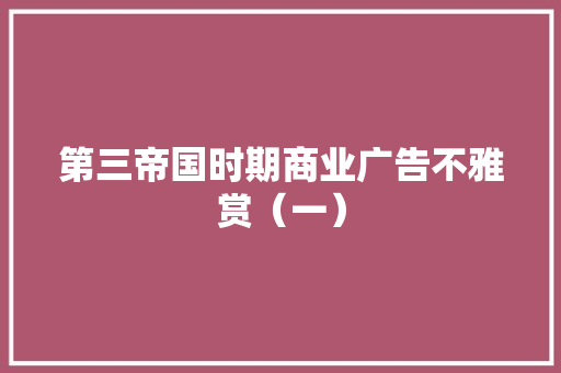 第三帝国时期商业广告不雅赏（一）