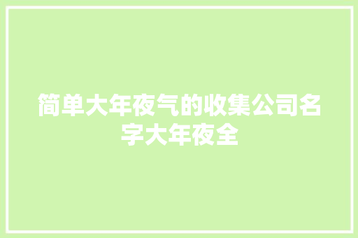 简单大年夜气的收集公司名字大年夜全