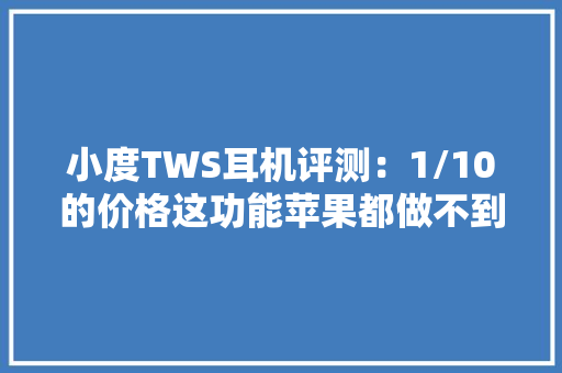 小度TWS耳机评测：1/10的价格这功能苹果都做不到