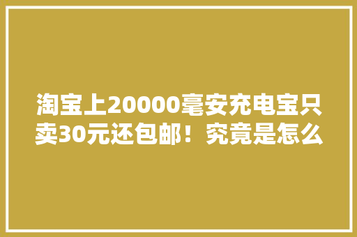 淘宝上20000毫安充电宝只卖30元还包邮！究竟是怎么赚钱的？ 淘宝上20000毫安充电宝只卖30元还包邮！究竟是怎么赚钱的？ 智能科技