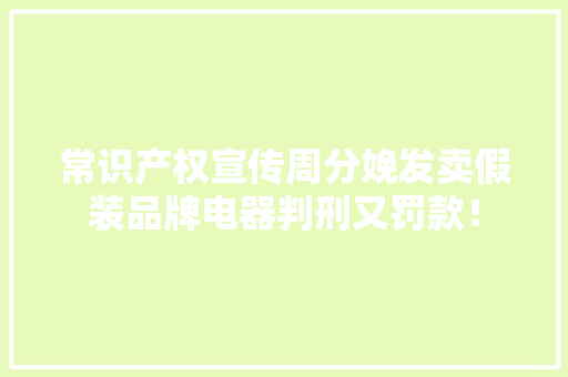 常识产权宣传周分娩发卖假装品牌电器判刑又罚款！