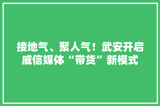 接地气、聚人气！武安开启威信媒体“带货”新模式