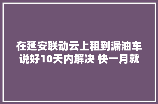 在延安联动云上租到漏油车说好10天内解决 快一月就是没人管