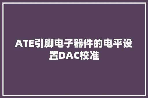 ATE引脚电子器件的电平设置DAC校准