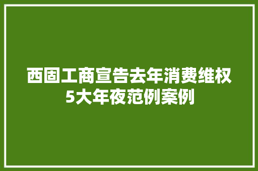 西固工商宣告去年消费维权5大年夜范例案例,消费者法律咨询免费。