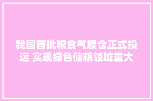 我国首批粮食气膜仓正式投运 实现绿色储粮领域重大年夜技能改造,粮食的拼音。