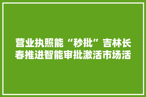 营业执照能“秒批”吉林长春推进智能审批激活市场活力