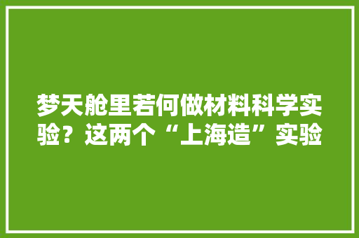 梦天舱里若何做材料科学实验？这两个“上海造”实验柜是关键