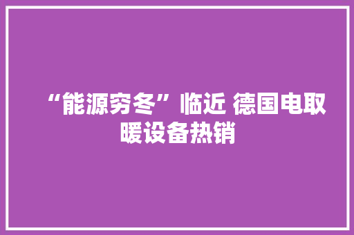 “能源穷冬”临近 德国电取暖设备热销