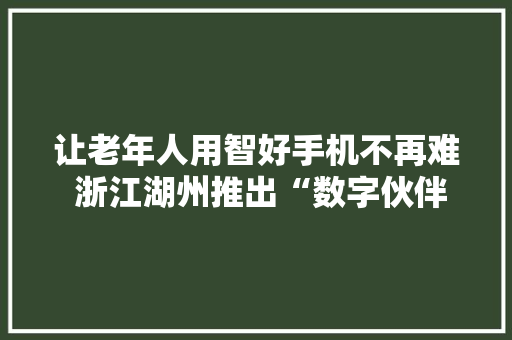 让老年人用智好手机不再难 浙江湖州推出“数字伙伴计划”,湖州市有几个区县。