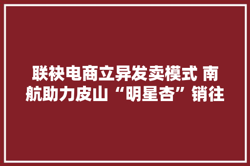 联袂电商立异发卖模式 南航助力皮山“明星杏”销往全国