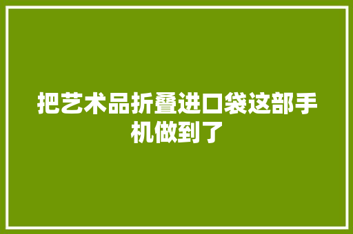 把艺术品折叠进口袋这部手机做到了
