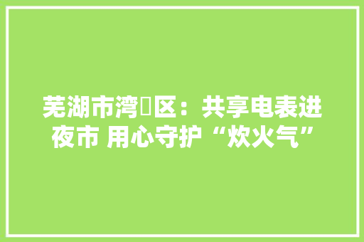 芜湖市湾沚区：共享电表进夜市 用心守护“炊火气”