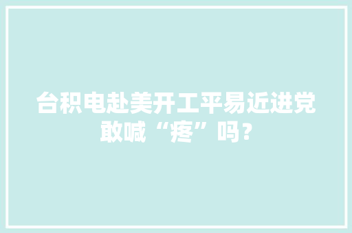 台积电赴美开工平易近进党敢喊“疼”吗？,家当是什么意思。