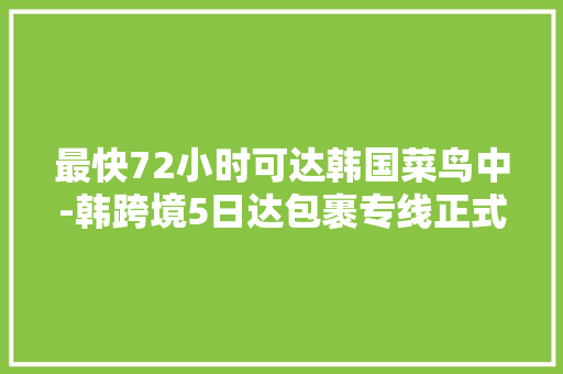 最快72小时可达韩国菜鸟中-韩跨境5日达包裹专线正式启用