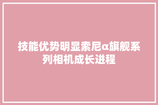 技能优势明显索尼α旗舰系列相机成长进程