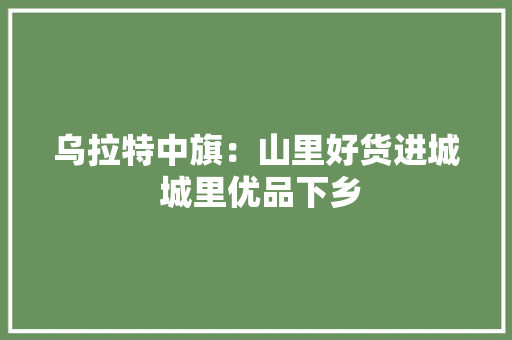 乌拉特中旗：山里好货进城 城里优品下乡