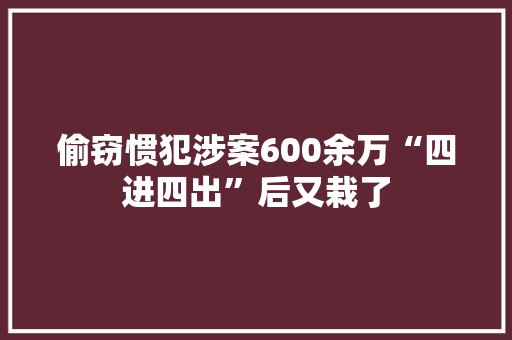 偷窃惯犯涉案600余万“四进四出”后又栽了 偷窃惯犯涉案600余万“四进四出”后又栽了 人工智能