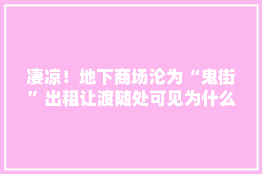 凄凉！地下商场沦为“鬼街”出租让渡随处可见为什么会这样？