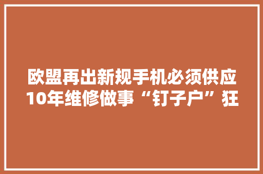 欧盟再出新规手机必须供应10年维修做事“钉子户”狂喜