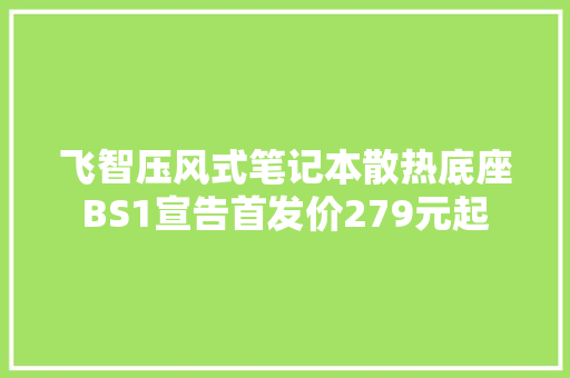 飞智压风式笔记本散热底座BS1宣告首发价279元起