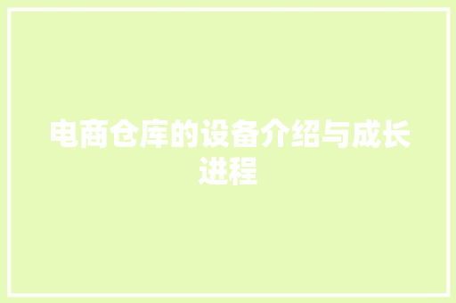 电商仓库的设备介绍与成长进程