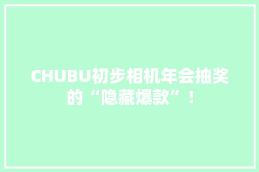 CHUBU初步相机年会抽奖的“隐藏爆款”！