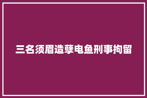 三名须眉造孽电鱼刑事拘留