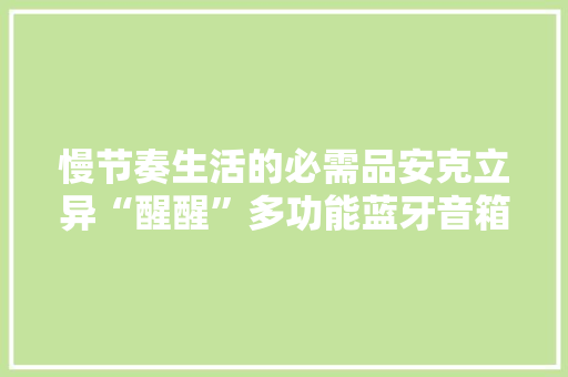 慢节奏生活的必需品安克立异“醒醒”多功能蓝牙音箱测评